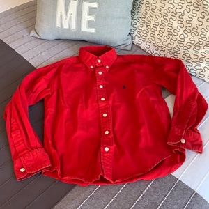 Boys Ralph Lauren Red Button Down Shirt Pony Logo